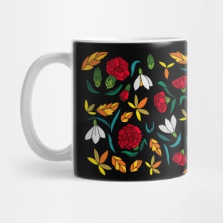 Flower carnation & snowdrop art on Mug